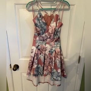 Pink floral print dress